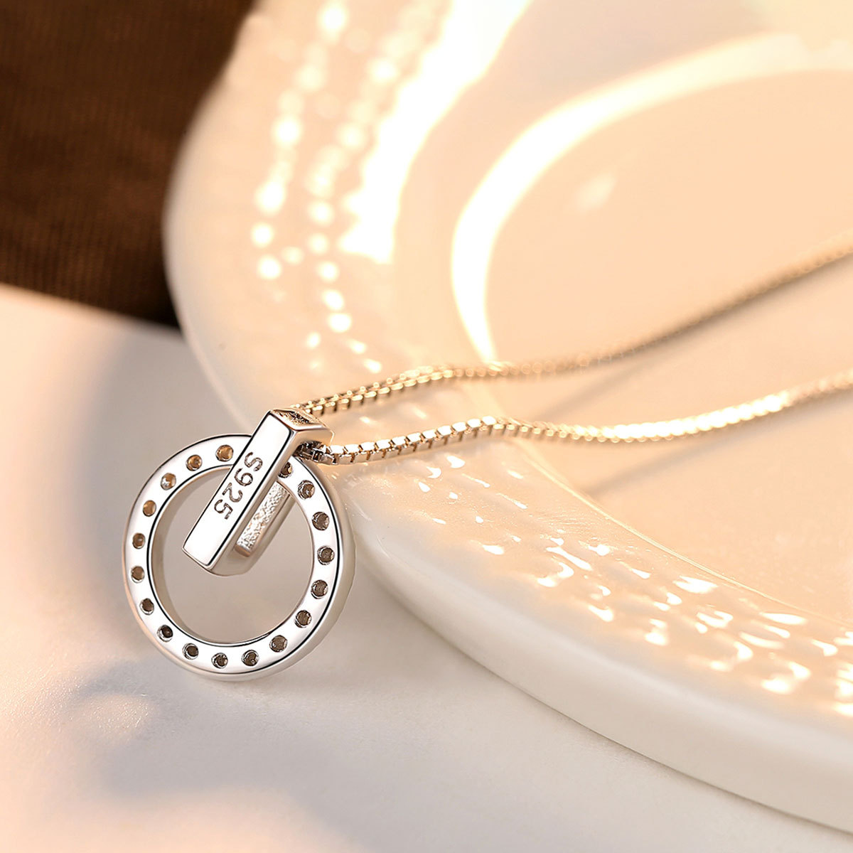 Collier argent pendentif rond