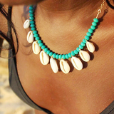 Collier coquillage bleu