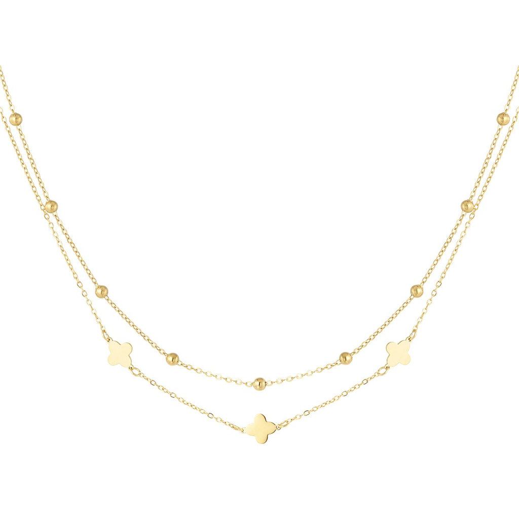 collier double trèfle/boules