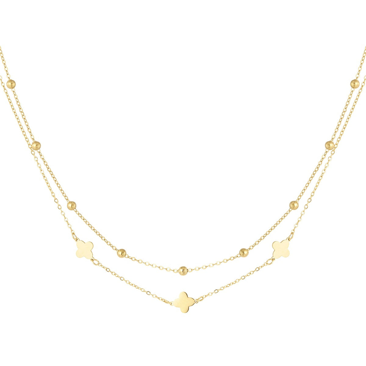 collier double trèfle/boules