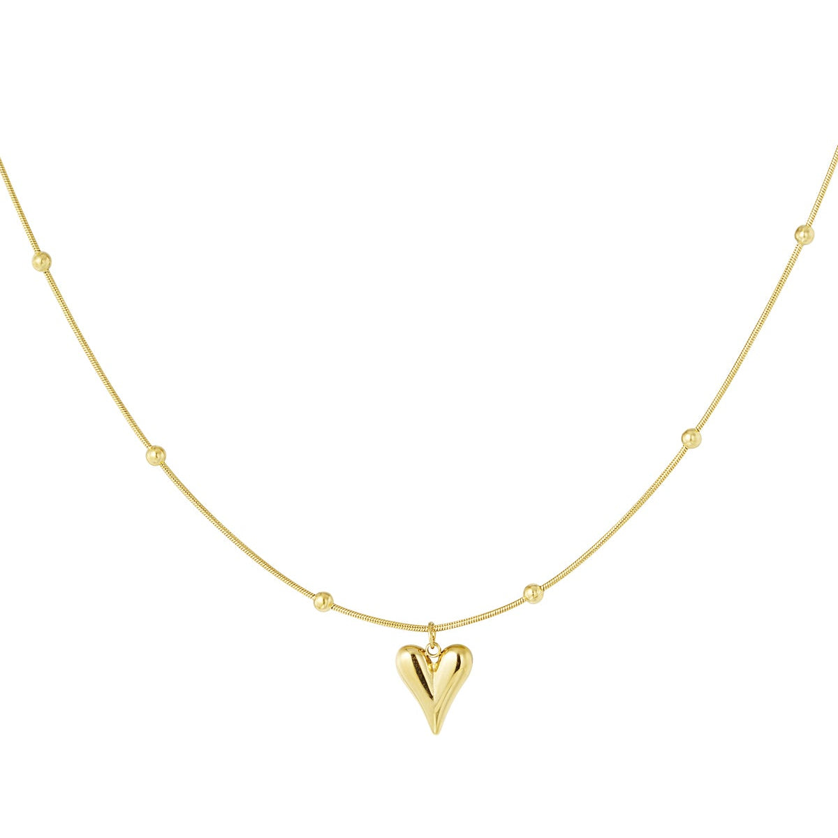 Collier petite boule avec coeur - doré