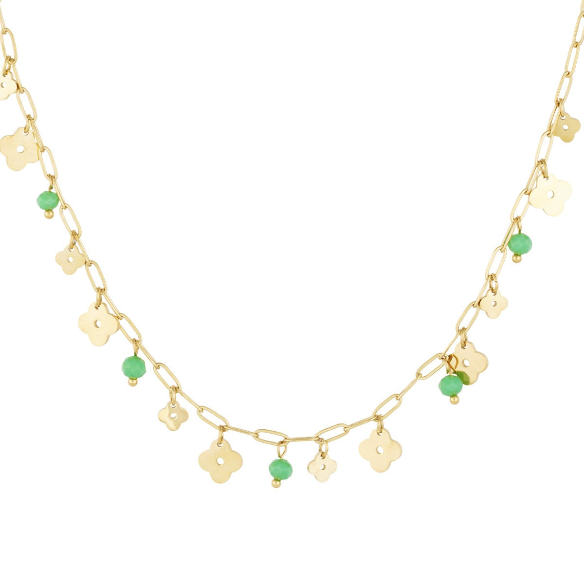 Collier trèfle basic - Couleur or vert