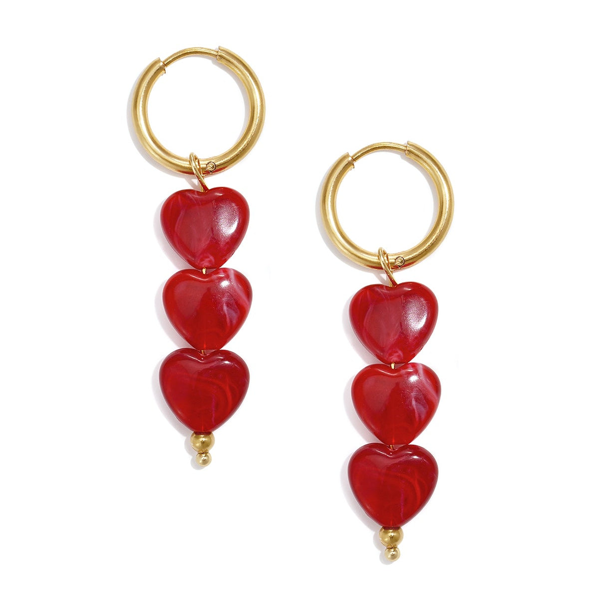 Boucles d'oreilles en perles d'acier inoxydable en forme de cœur, collection Daily Simple, bijoux pour femmes