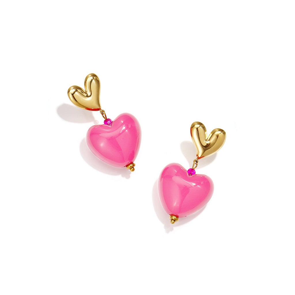Boucles d'oreilles pendantes en acier inoxydable en forme de cœur, collection romantique décontractée pour le quotidien, bijoux pour femmes