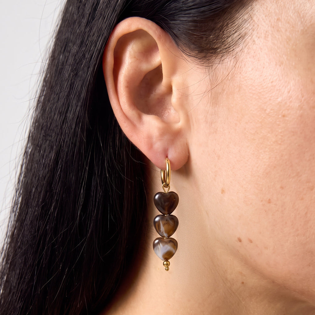 Boucles d'oreilles en perles d'acier inoxydable en forme de cœur, collection Daily Simple, bijoux pour femmes