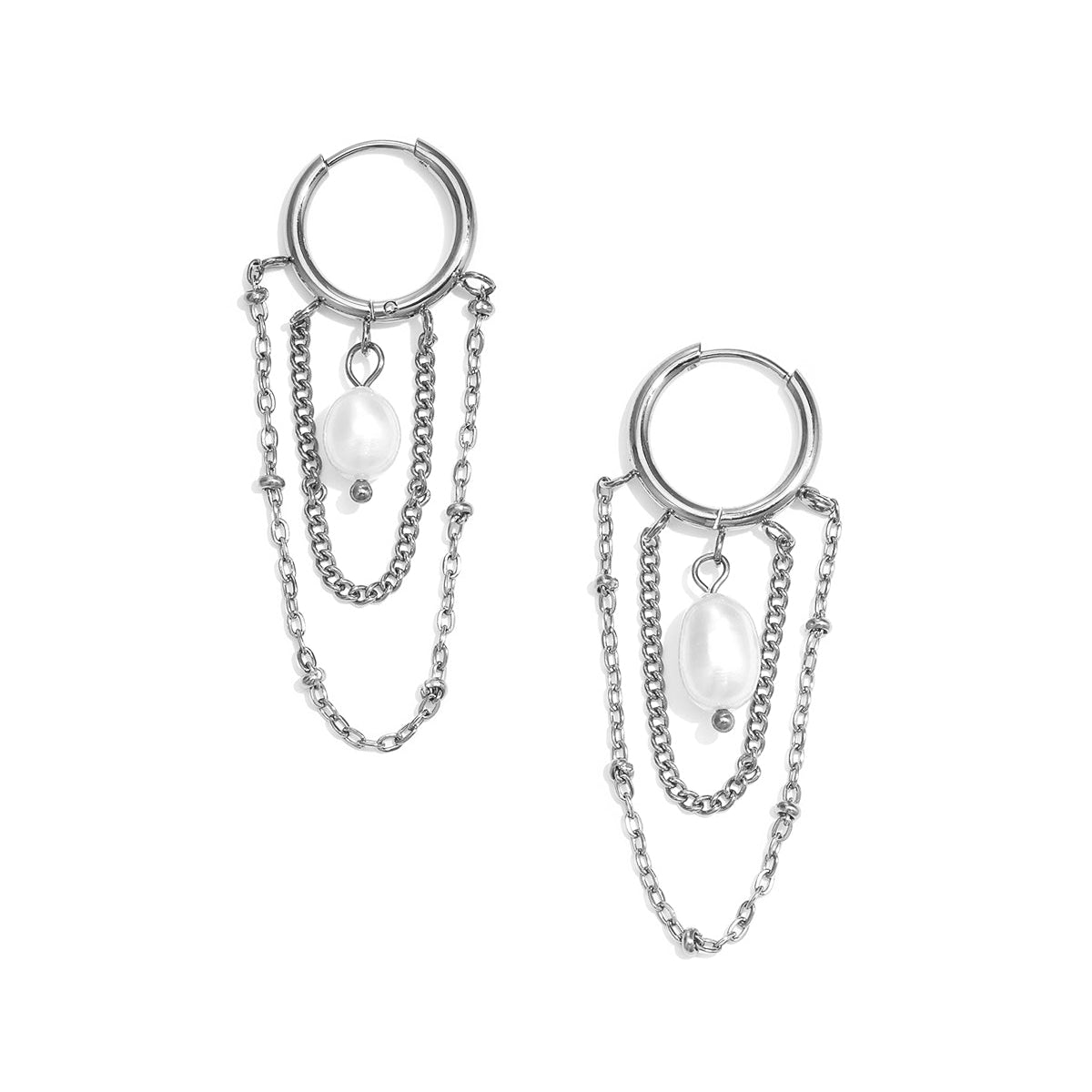 Boucles d'oreilles pendantes en acier inoxydable, chaîne, collection Simple Daily Simple, bijoux pour femmes