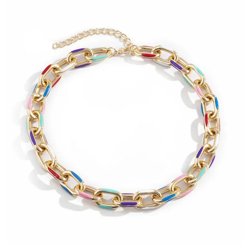 Collier grosse maille colorée