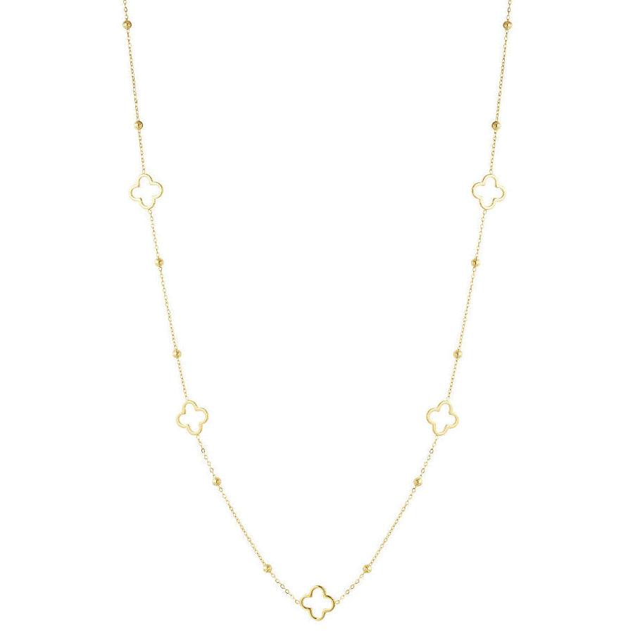 Collier trèfles ajourés sautoir doré