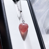 Pendentif quartz rose cœur moderne