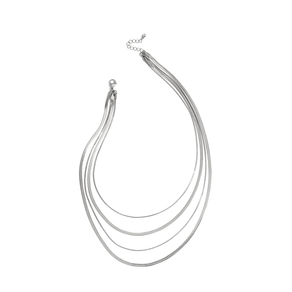Collier quatre chaînes serpent superposées doré ou argenté