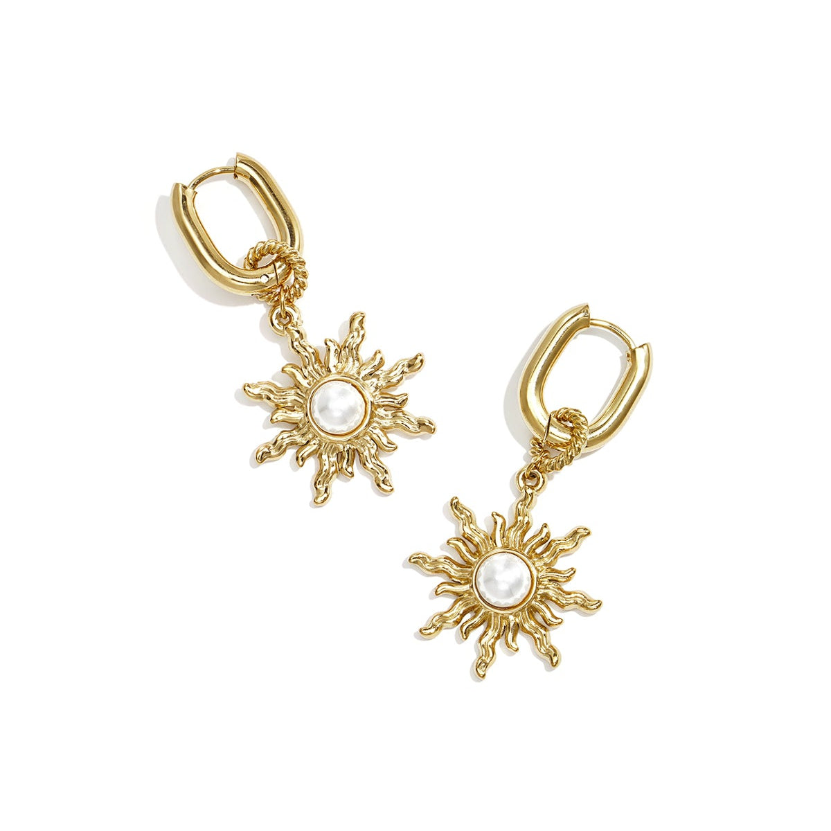 Boucles d'oreilles squovales avec breloque soleil bohème