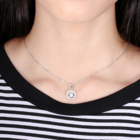 Collier argent avec pendentif rond moderne