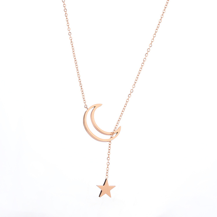 Pendentif étoile et lune Rose Gold