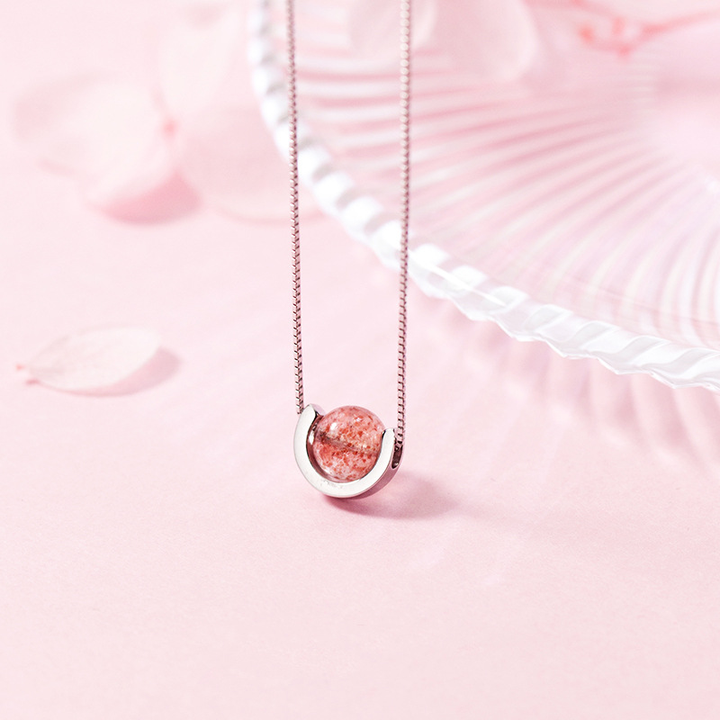 Collier quartz rose améthyste