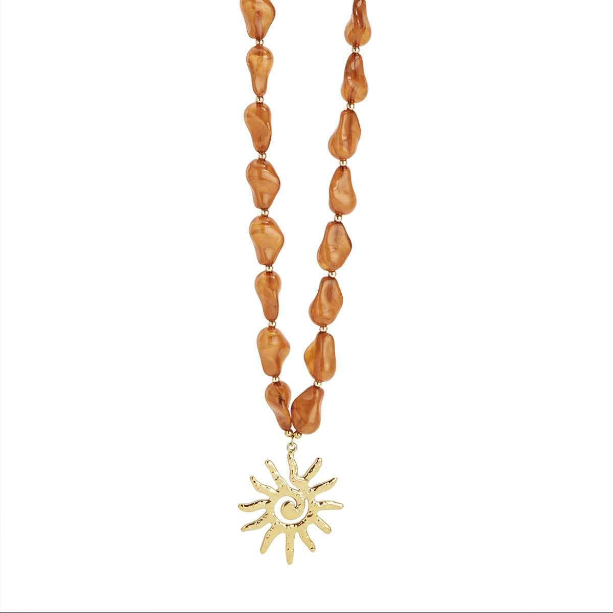 Collier de perles avec pendentif soleil