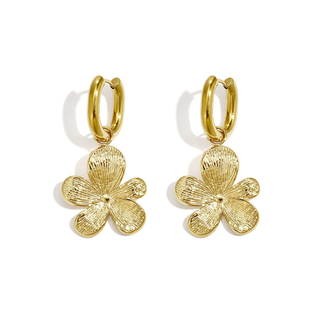Boucles d'oreilles pendantes en acier inoxydable, motif floral, collection Daily Simple, bijoux pour femmes