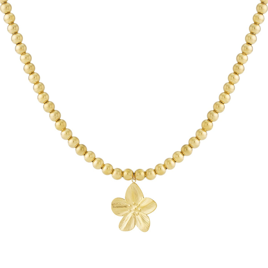 Collier de perles creuses de 8 mm avec une fleur