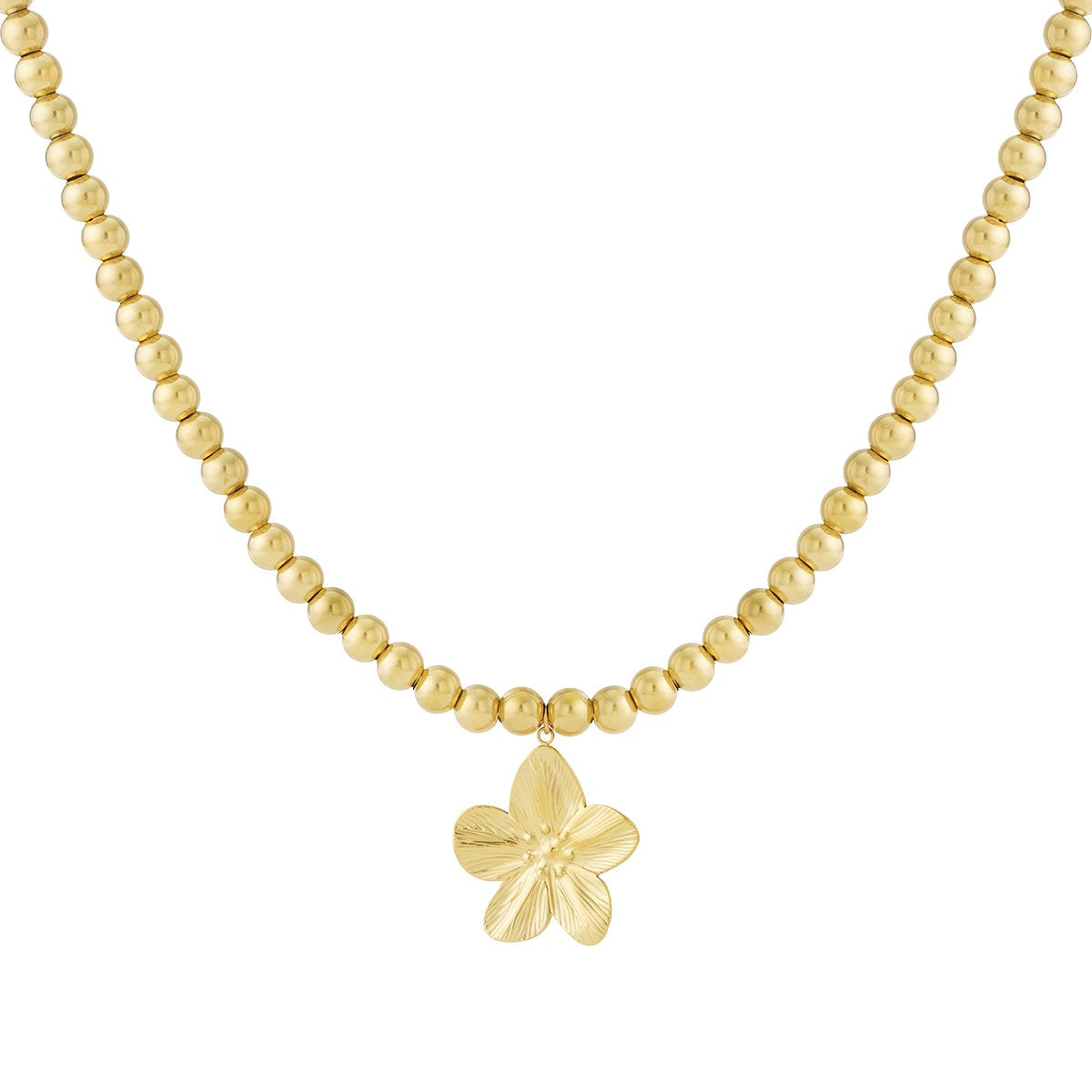 Collier de perles creuses de 8 mm avec une fleur