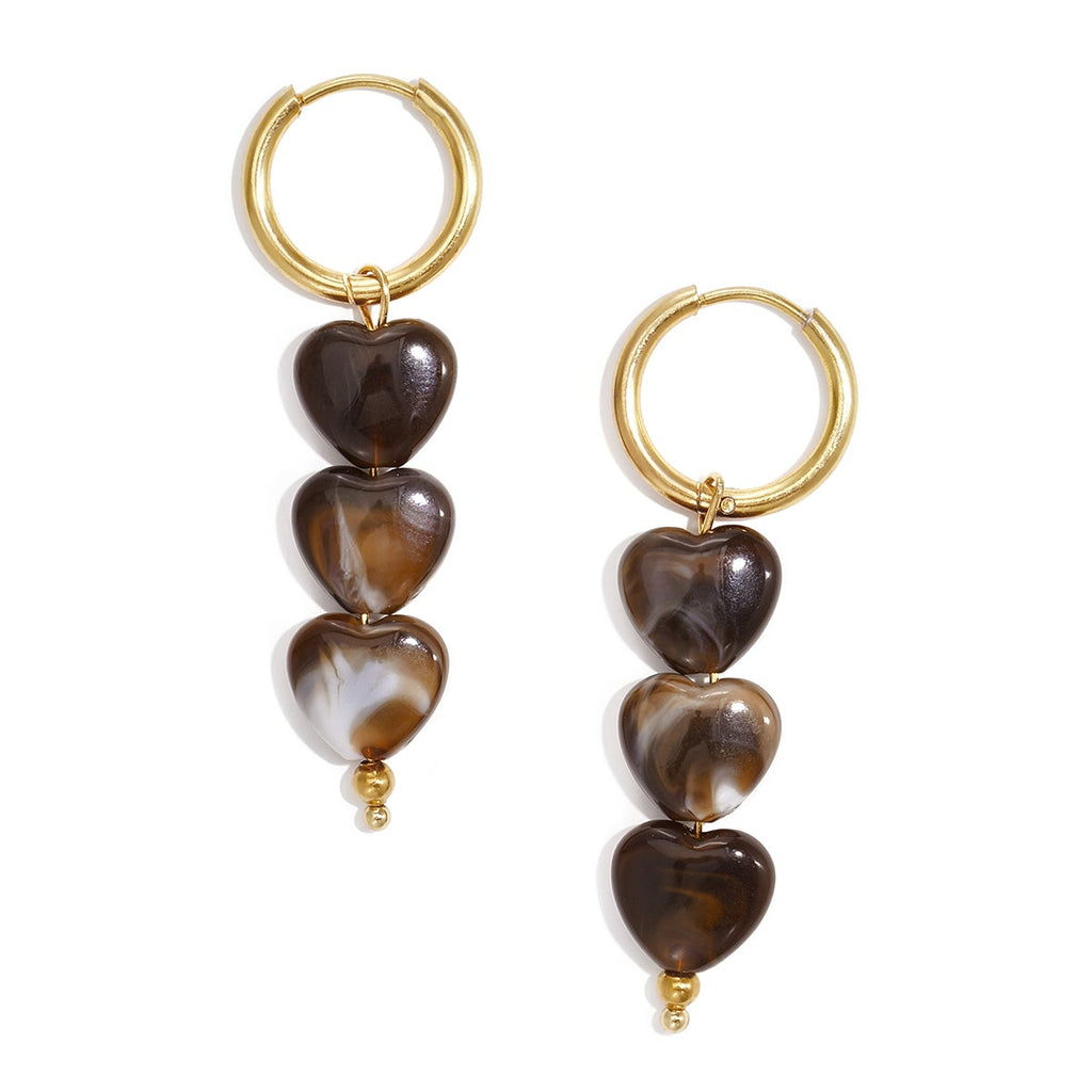 Boucles d'oreilles en perles d'acier inoxydable en forme de cœur, collection Daily Simple, bijoux pour femmes