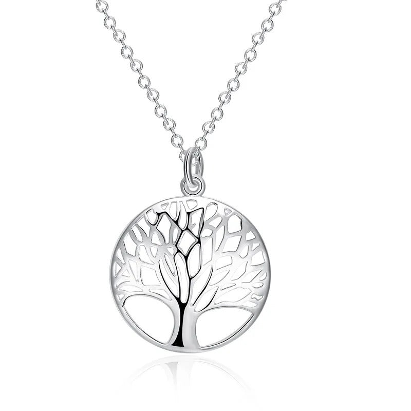 Collier arbre de vie stylisé en argenté