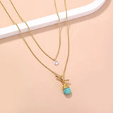 Collier double rang avec turquoise