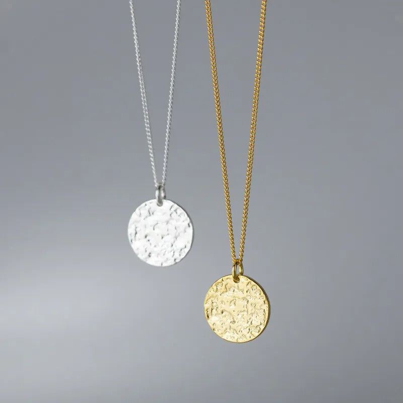 Collier Pendentif Rond Texturé