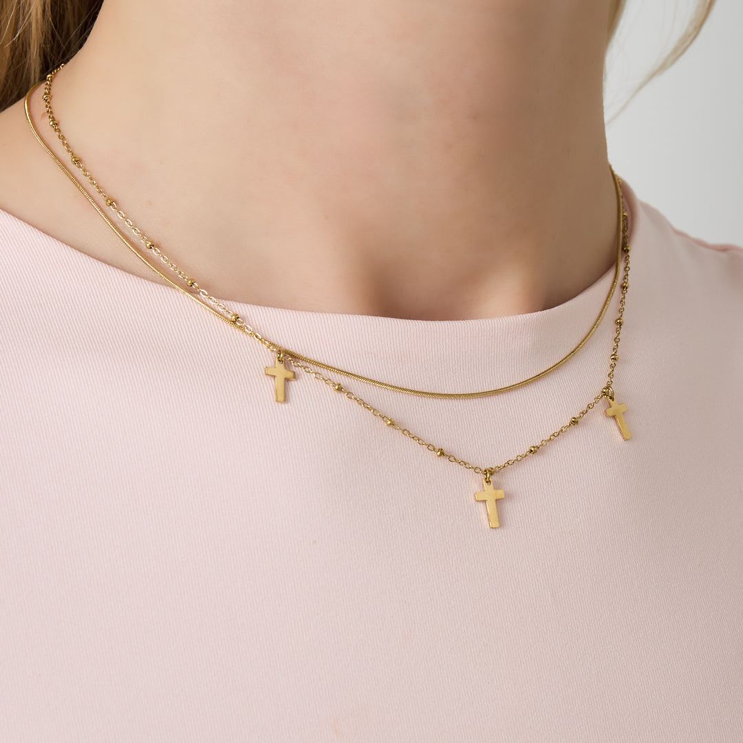   Colliers superposés croisés décontractés quotidiens simples série bijoux pour femmes Image