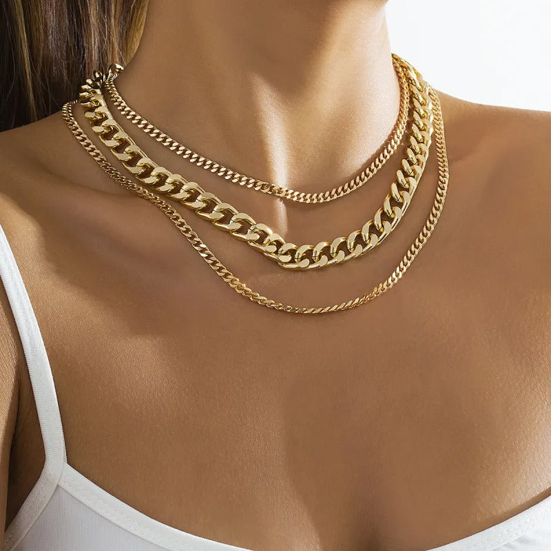 Collier multirang en maille doré