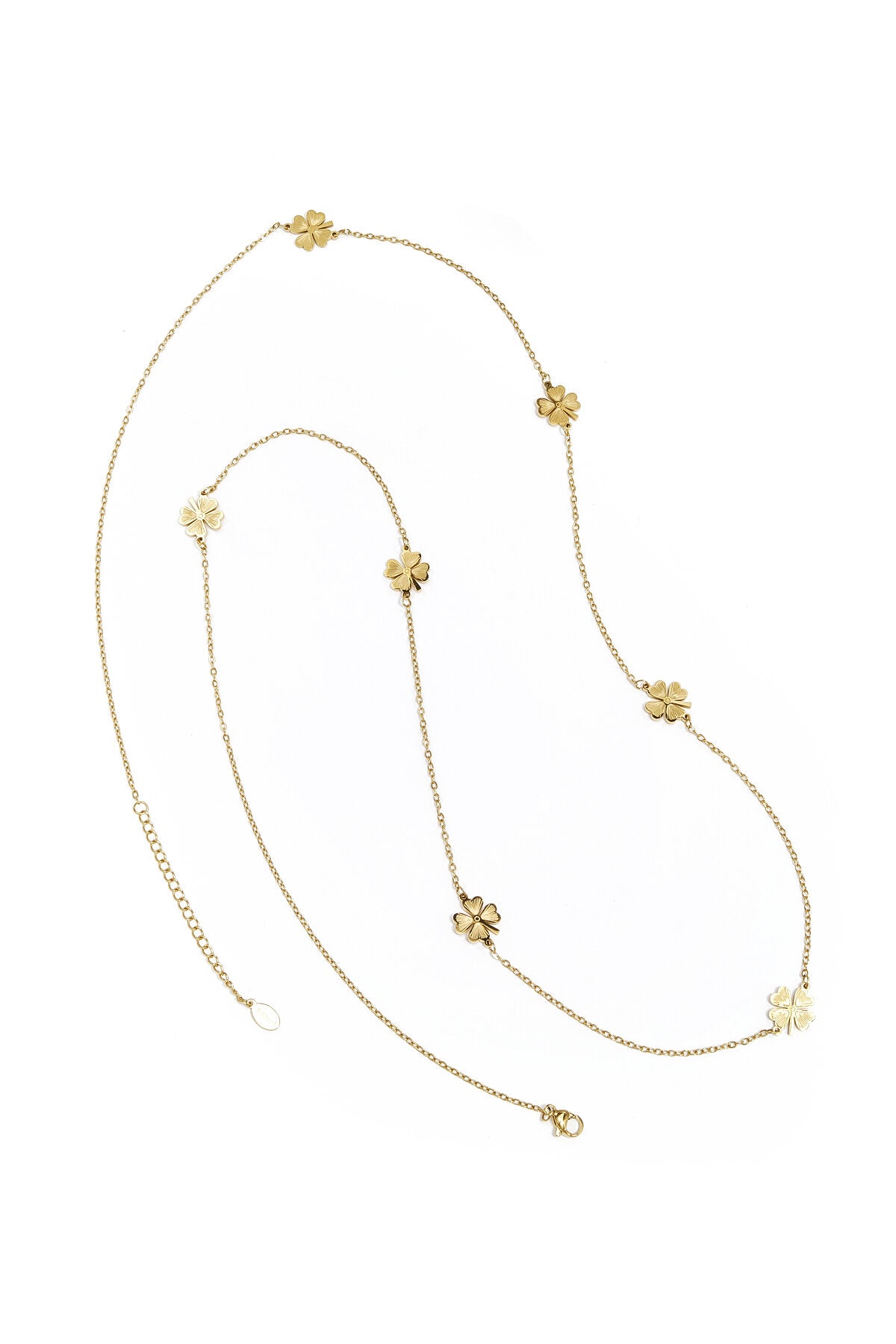 Collier long trèfle - doré