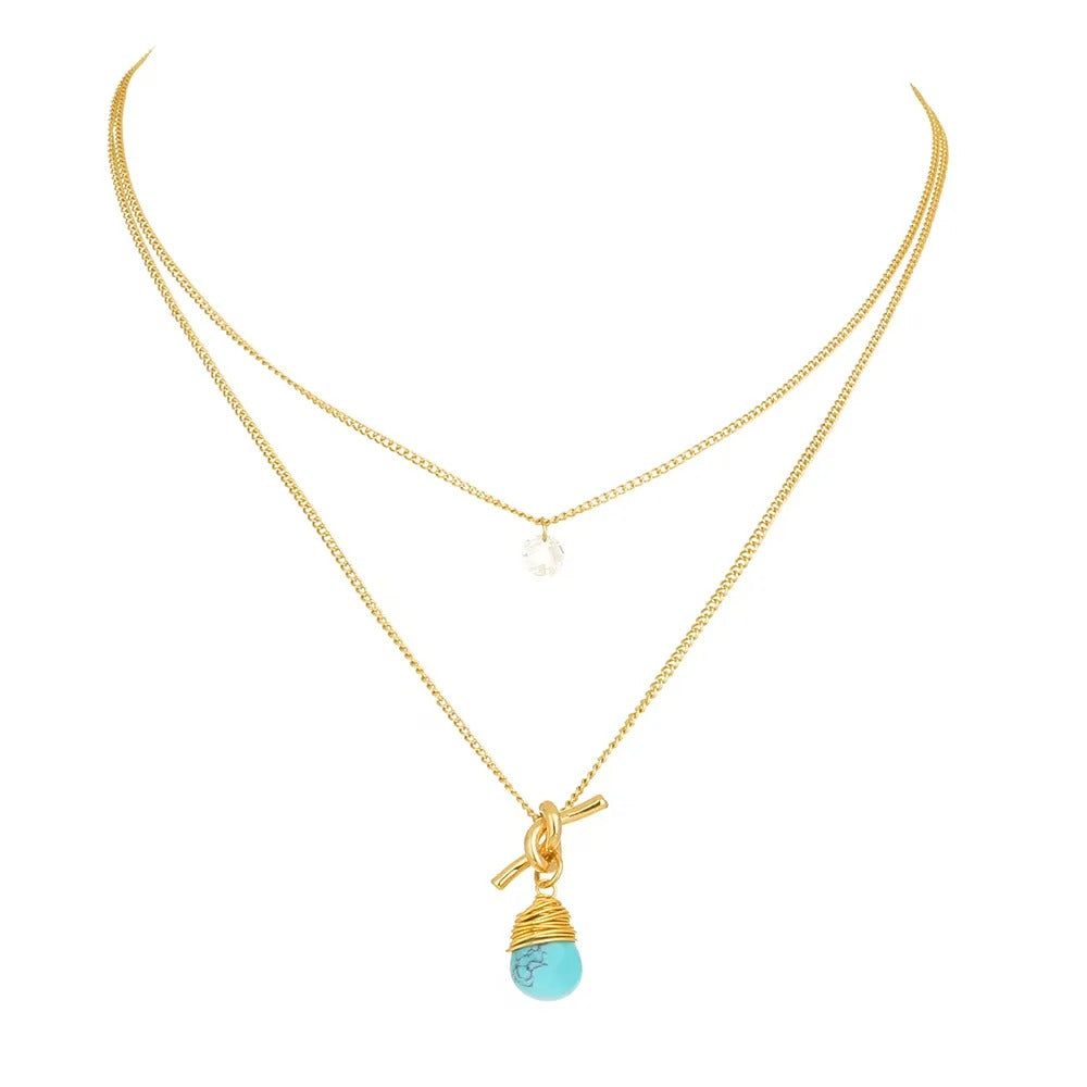 Collier double rang avec turquoise