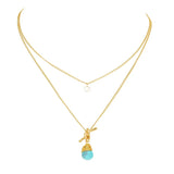 Collier double rang avec turquoise