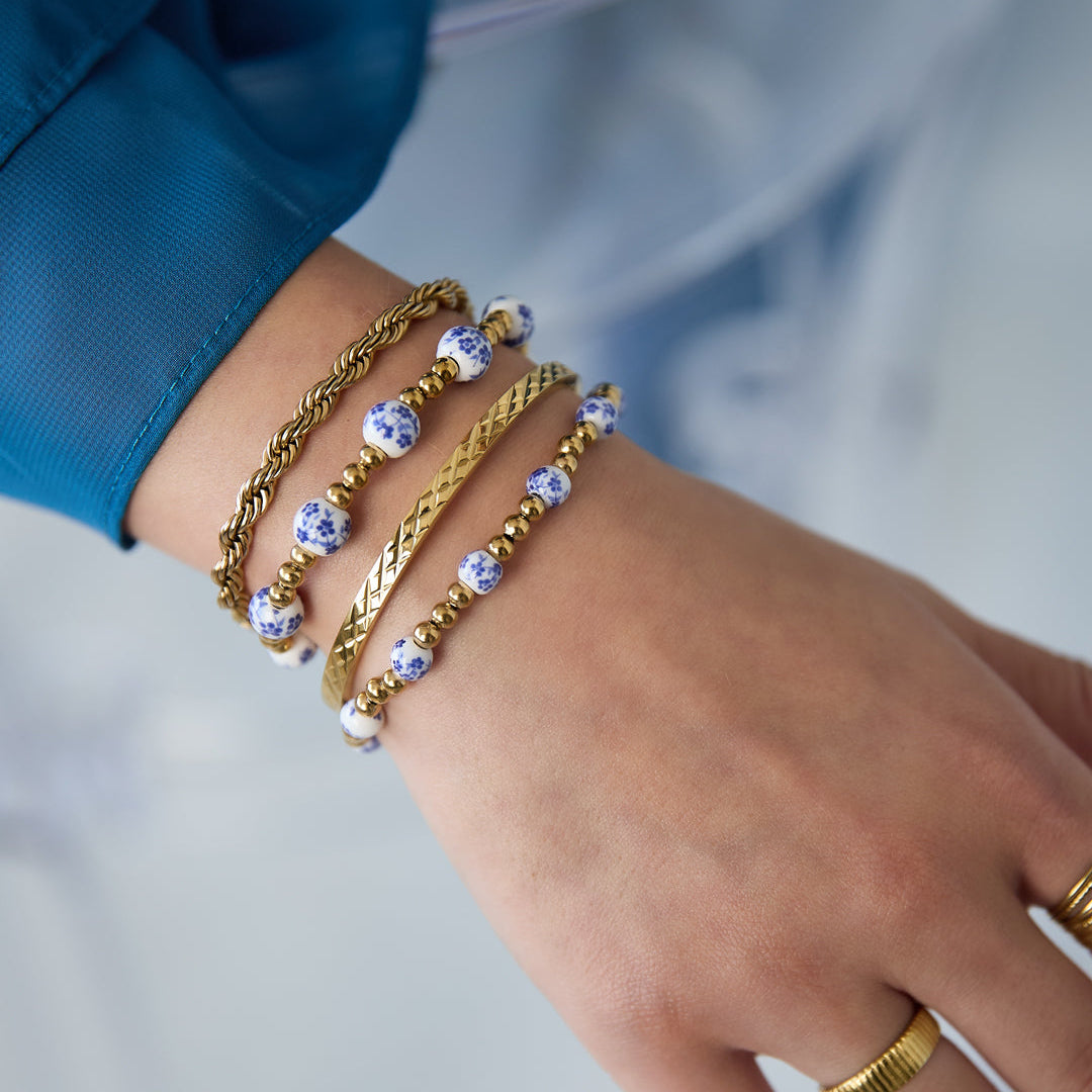 Bracelets en acier inoxydable à perles, collection décontractée et simple pour femmes Image