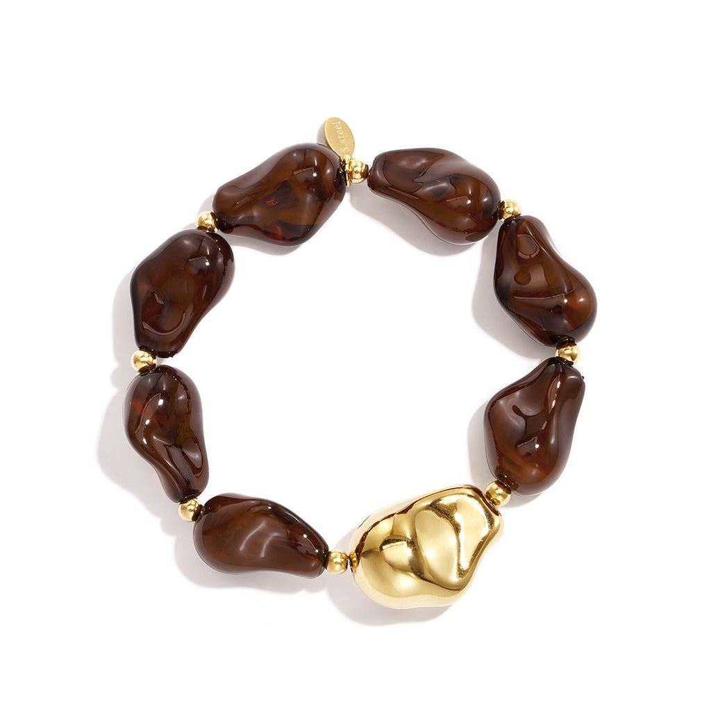 Bracelets en acier inoxydable à perles, forme irrégulière, collection décontractée et simple pour femmes