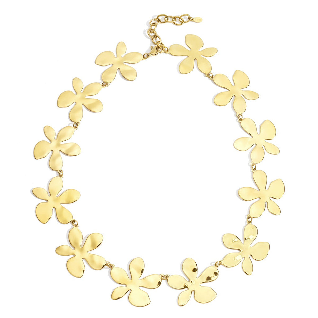 Colliers chaîne en acier inoxydable, série fleur décontractée, simple et quotidienne, bijoux pour femmes
