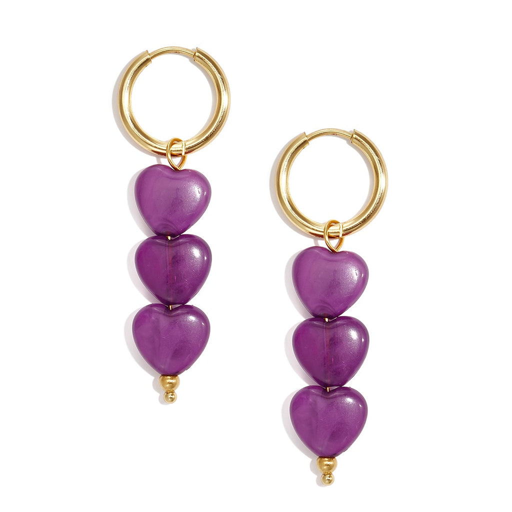 Boucles d'oreilles en perles d'acier inoxydable en forme de cœur, collection Daily Simple, bijoux pour femmes