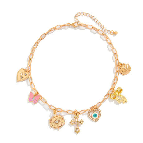 Collier pampilles multicharmes dorées