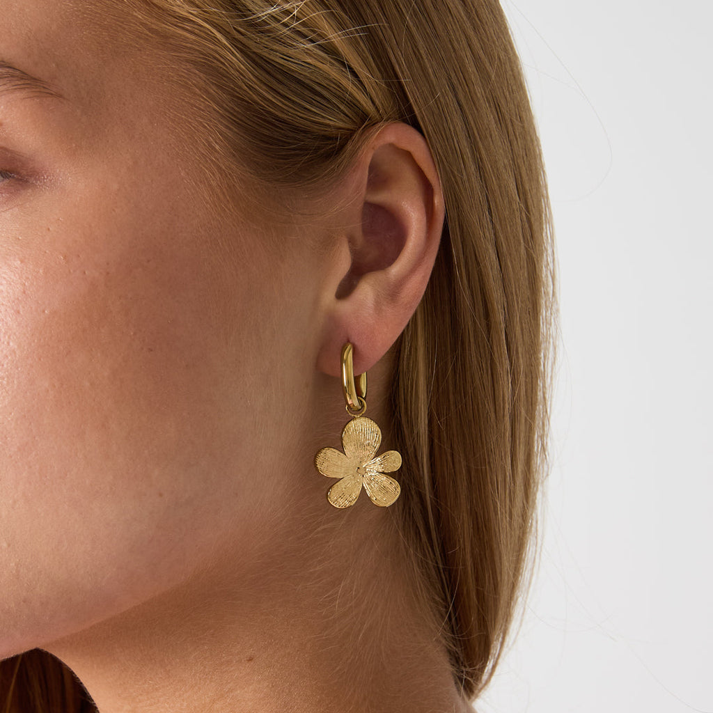 Boucles d'oreilles pendantes en acier inoxydable, motif floral, collection Daily Simple, bijoux pour femmes