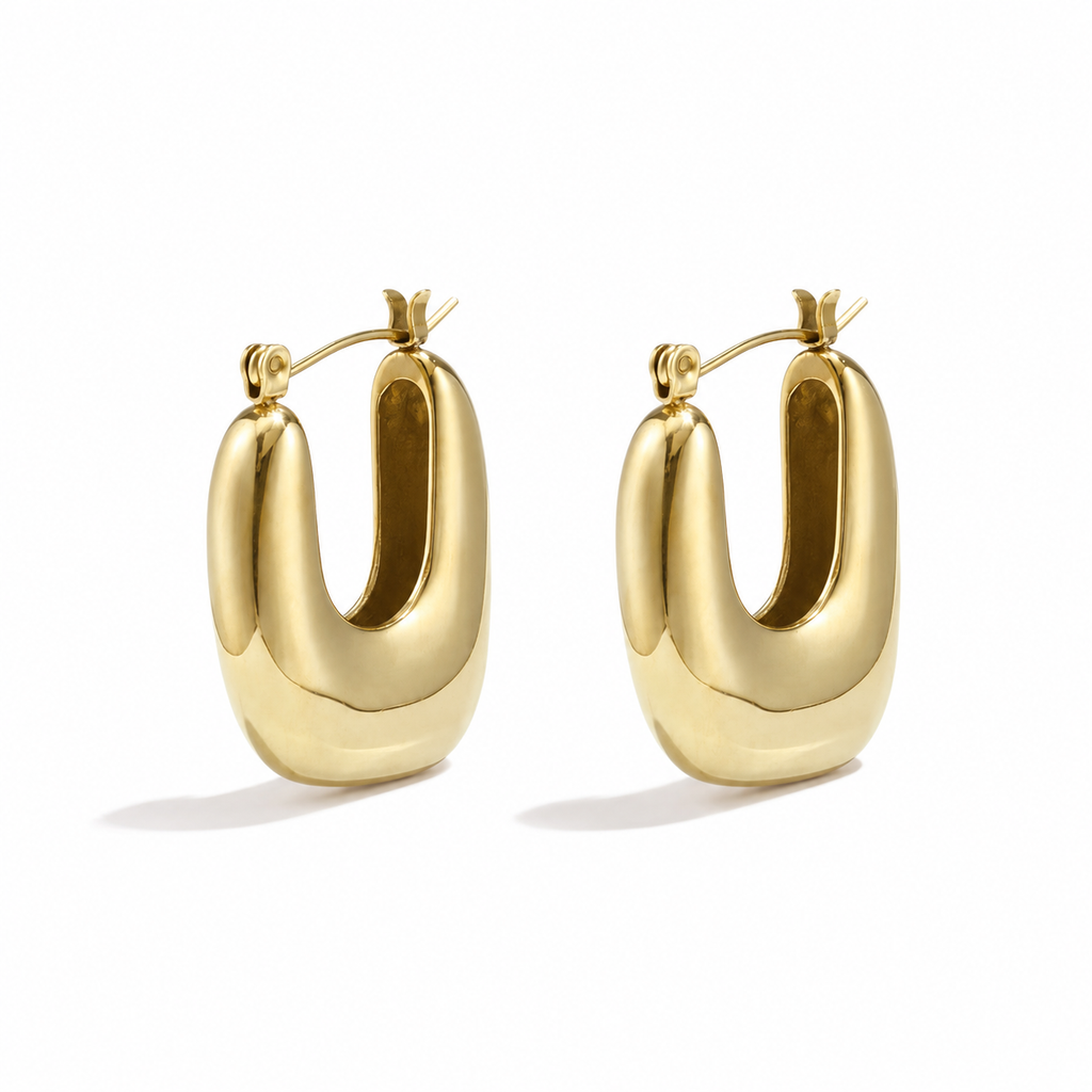 Boucles d’oreilles créoles allongées épaisses dorées