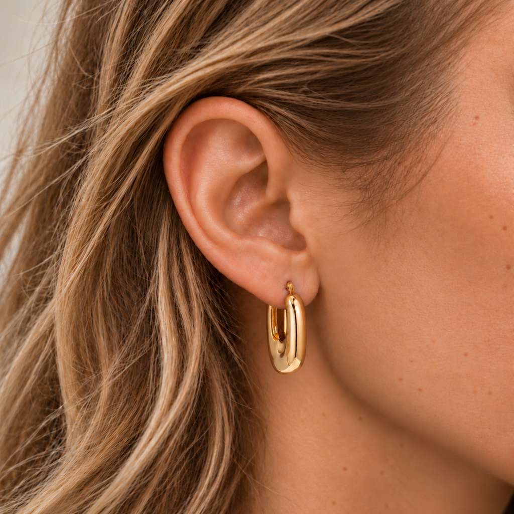 Boucles d’oreilles créoles allongées épaisses dorées