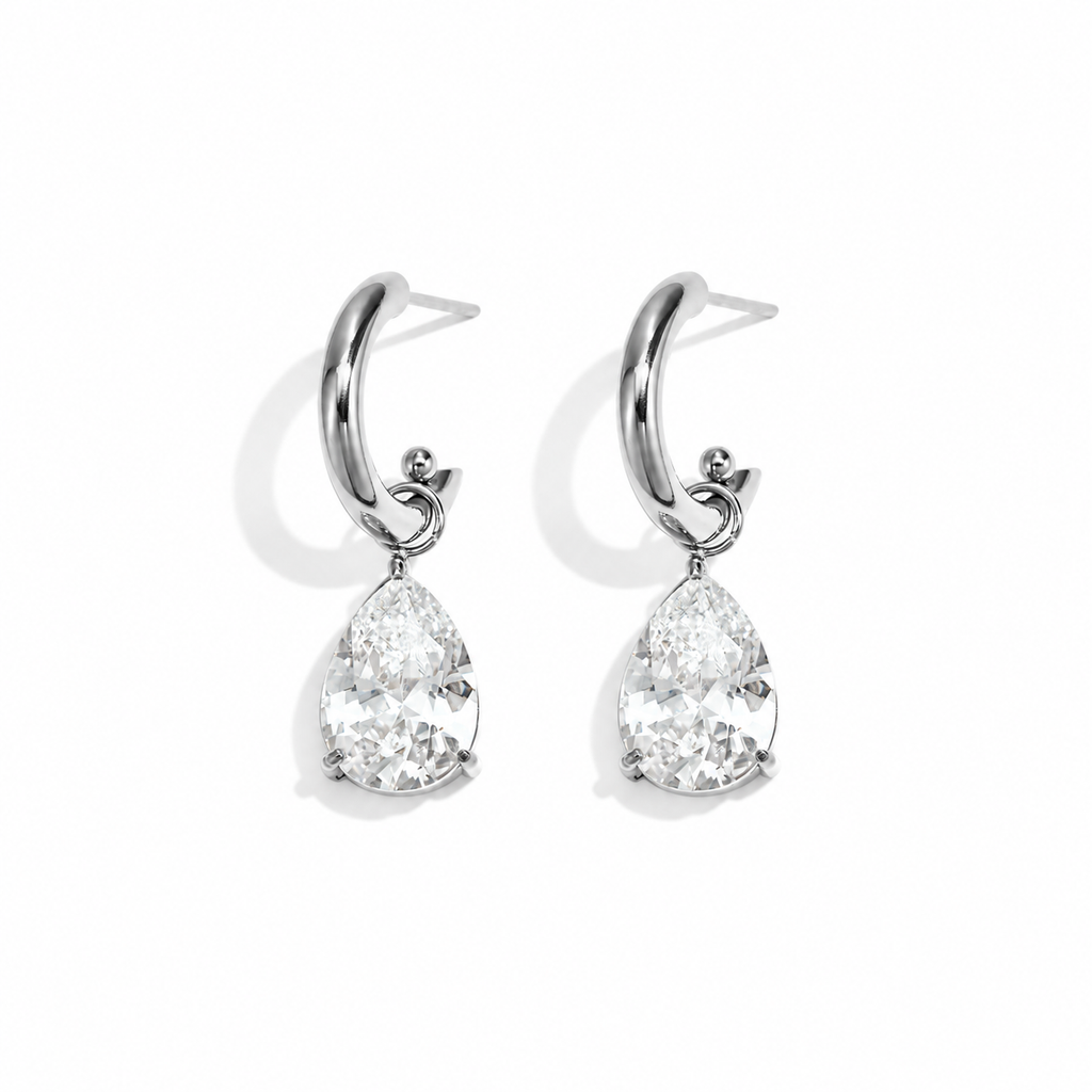 Boucles d’oreilles demi-créoles à goutte en strass décoratif