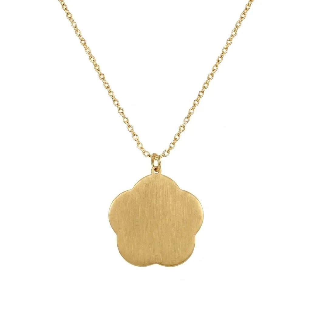 Collier pendentif fleur nacrée dorée
