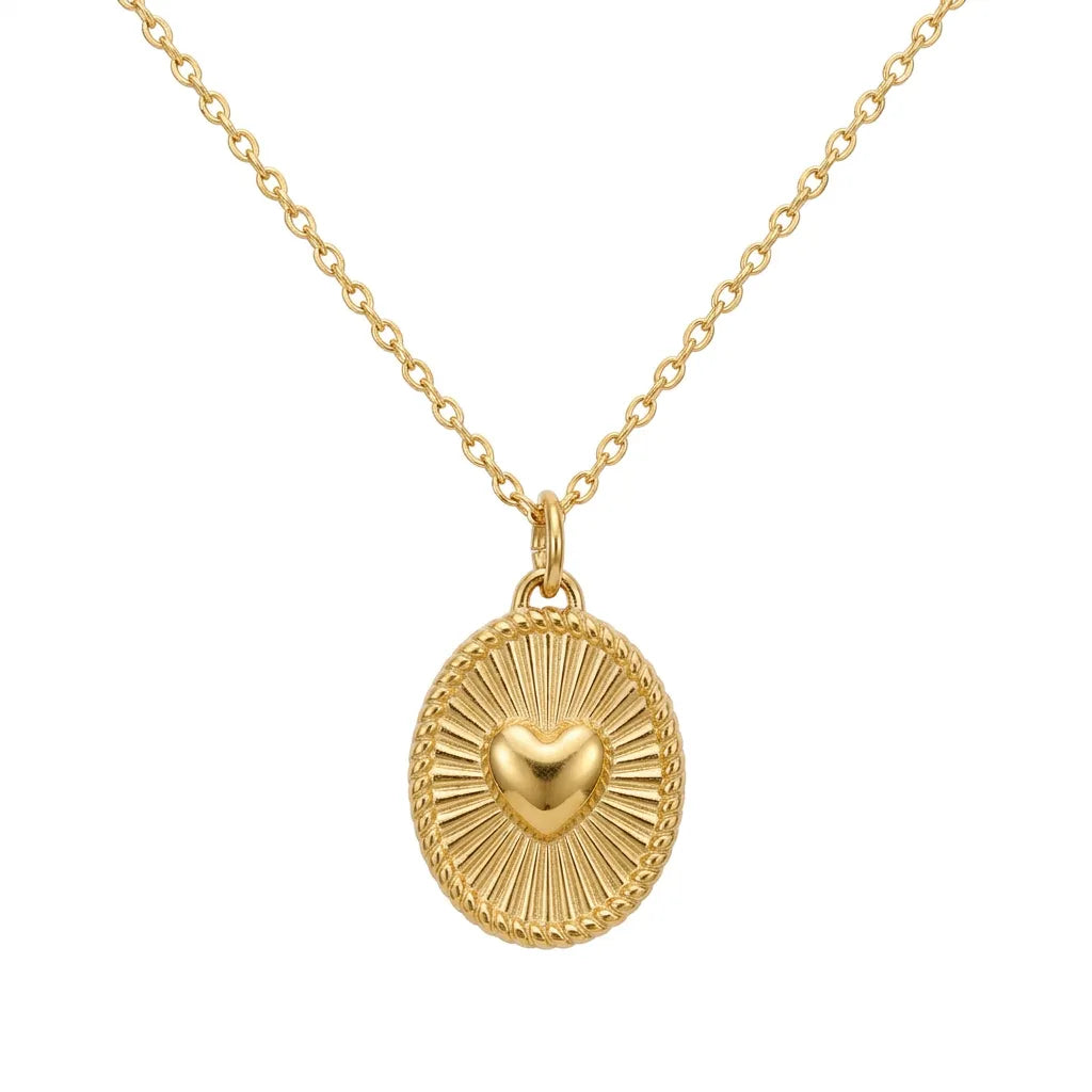 Collier médaillon cœur doré