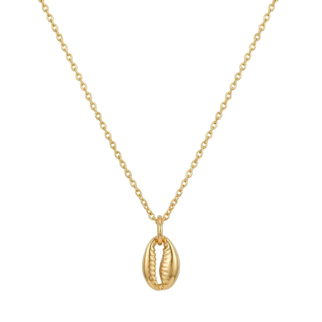 Collier coquillage cauri doré