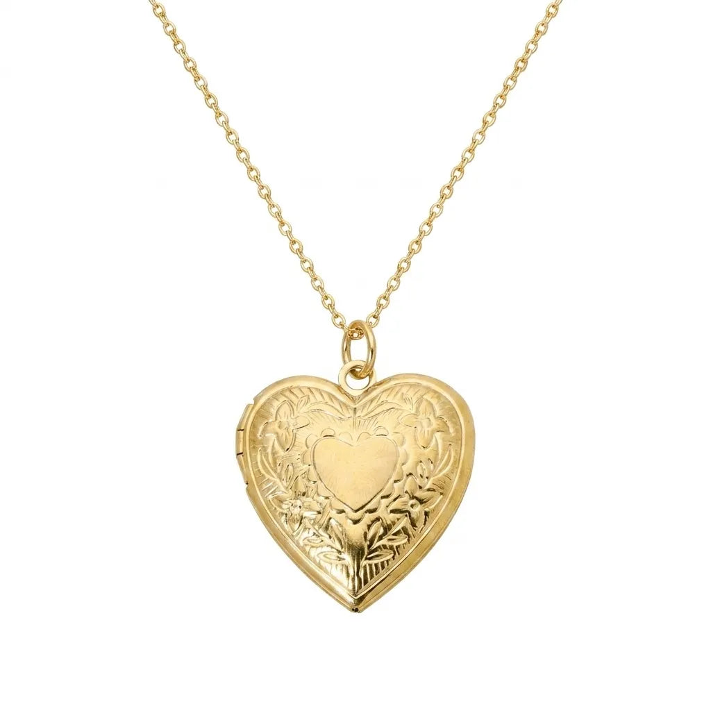Collier médaillon photo cœur doré