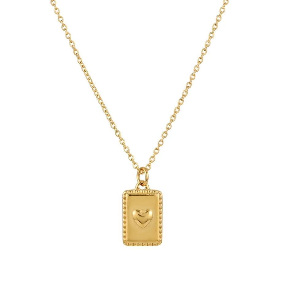 Collier pendentif plaque cœur doré