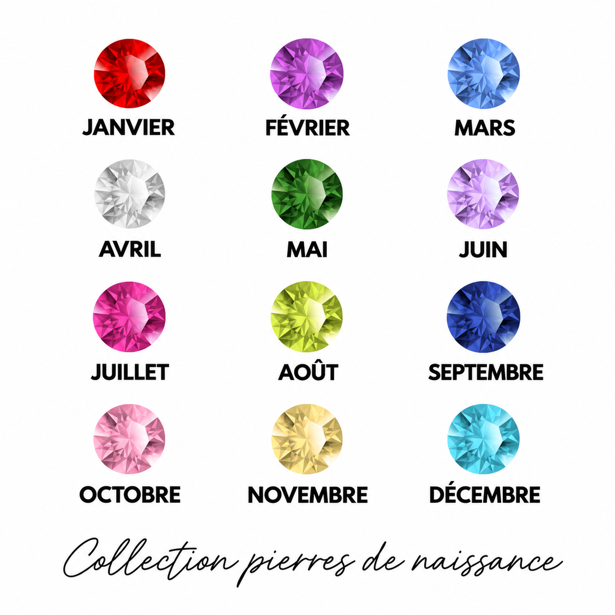 Boucles d’oreilles créoles cœur à strass du mois de naissance