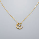 Collier étoile et lune avec Zircons