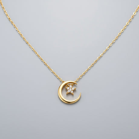 Collier étoile et lune avec Zircons