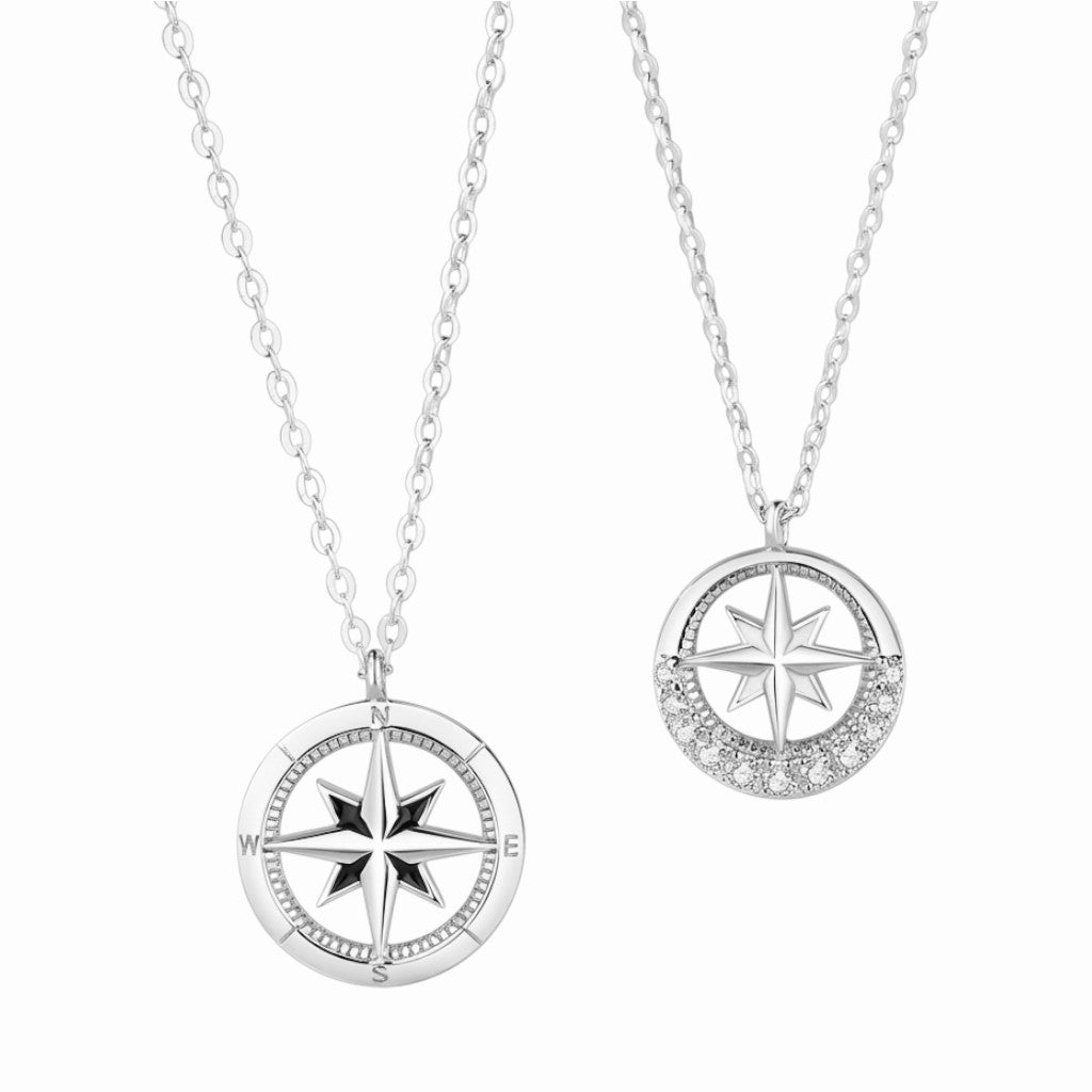 Collier Boussole Couple en Argent