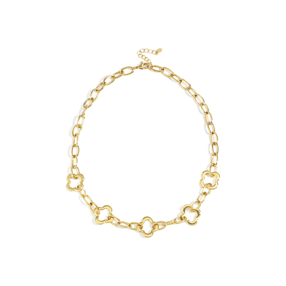 Collier chaîne trèfles décoratifs